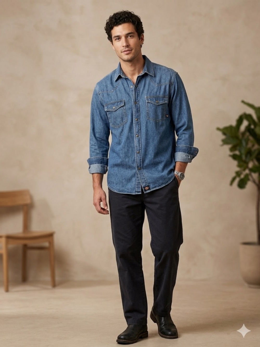 Dickies Indigo Blue Workshirt with Logo Patch